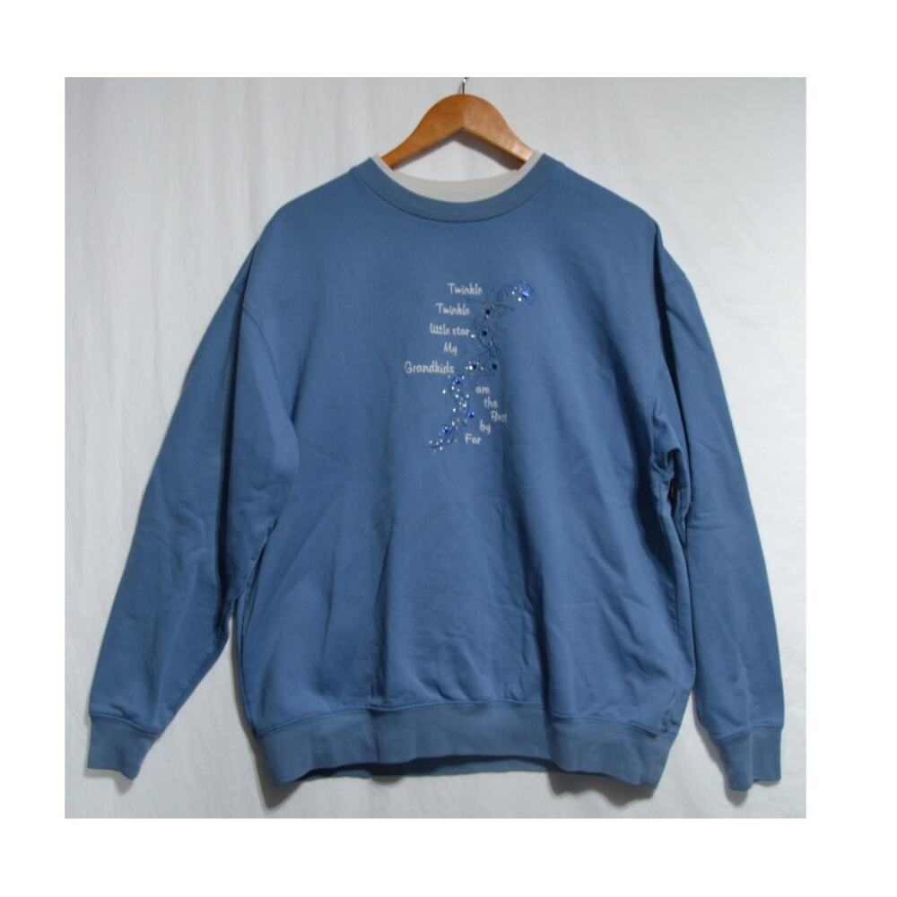 Vintage MC Sportwear Twinkle Little Star Blue Grandma Sweatshirt XL
